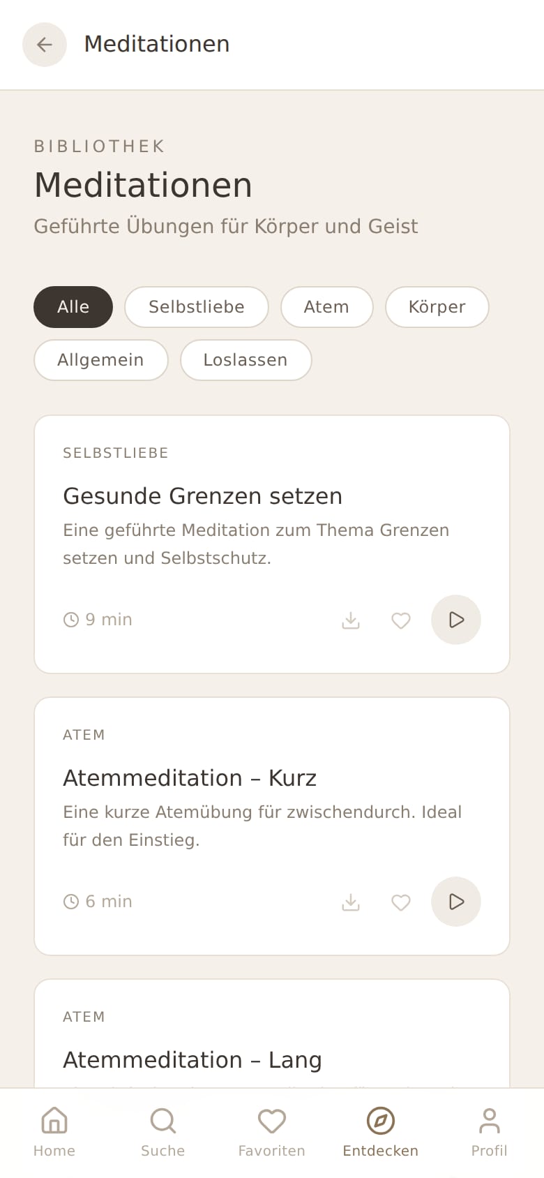 Screenshot: Bibliothek