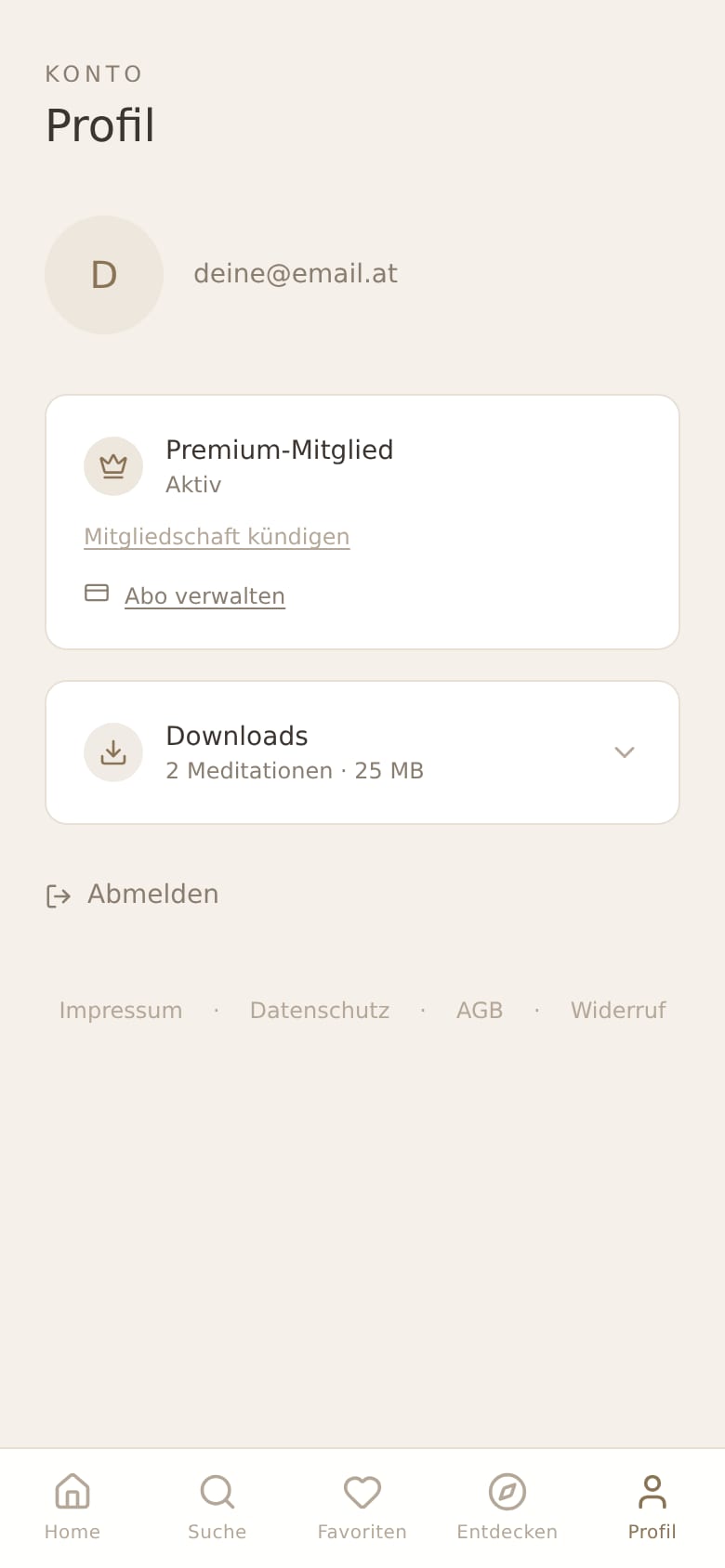 Screenshot: Profil